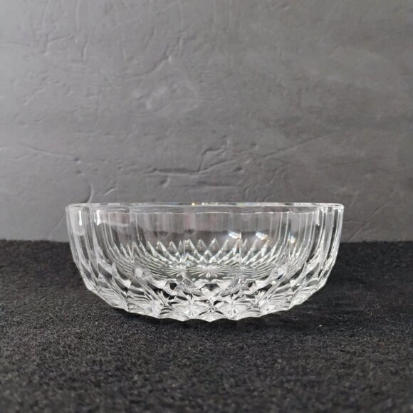 Val St Lambert Crystal Cut Bowl 5" Vintage Glass Dish Starburst Design Signed - Picture 2 of 8
